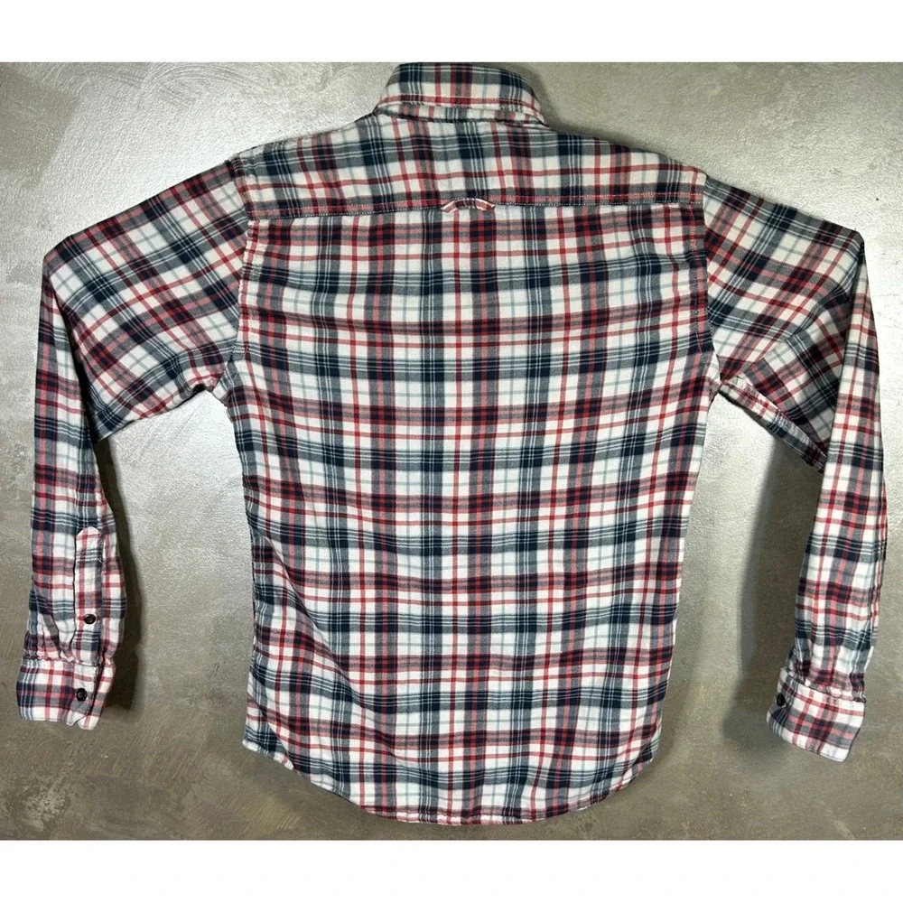 American Eagle Outfitters Men's XS Flannel Shirt Plaid Red White Blue Soft‎